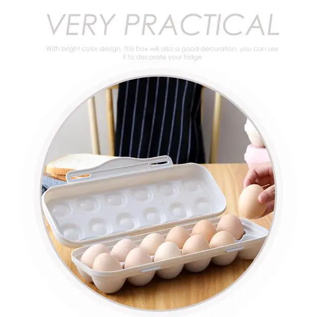 Alt view image 7 of 7 - Egg Container for Refrigerator Plastic Egg Holder with Attached Lid Grid Design Tray for 18 Eggs Storage Case for Organized Fridge Use 11.81 X 5.90 X 2.55 in