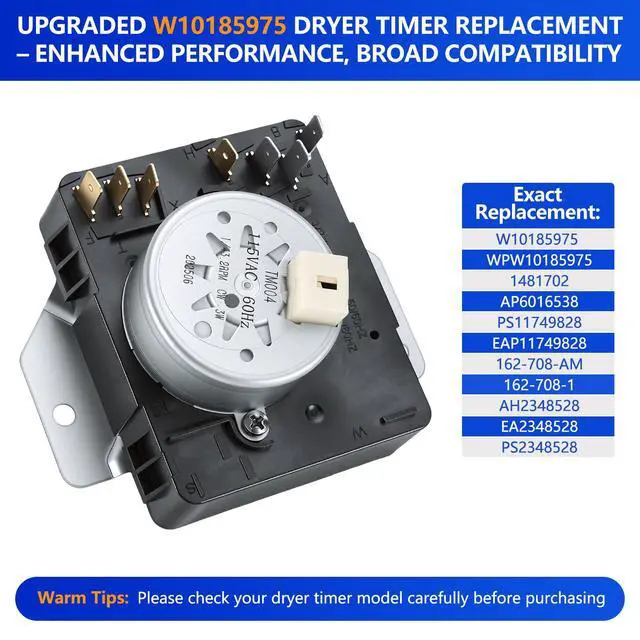 Alt view image 3 of 7 - W10185975 WPW10185975 Dryer Timer Replacement, Genuine OEM Quality, Replaces 1481702, AP6016538, PS11749828, EAP11749828, 162-708-AM, 162-708-1, Fits Whirlpool Kenmore Sears Dryers