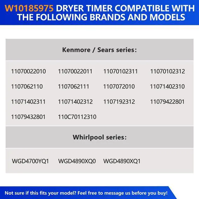 Alt view image 4 of 7 - W10185975 WPW10185975 Dryer Timer Replacement, Genuine OEM Quality, Replaces 1481702, AP6016538, PS11749828, EAP11749828, 162-708-AM, 162-708-1, Fits Whirlpool Kenmore Sears Dryers