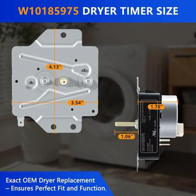 Alt view image 6 of 7 - W10185975 WPW10185975 Dryer Timer Replacement, Genuine OEM Quality, Replaces 1481702, AP6016538, PS11749828, EAP11749828, 162-708-AM, 162-708-1, Fits Whirlpool Kenmore Sears Dryers