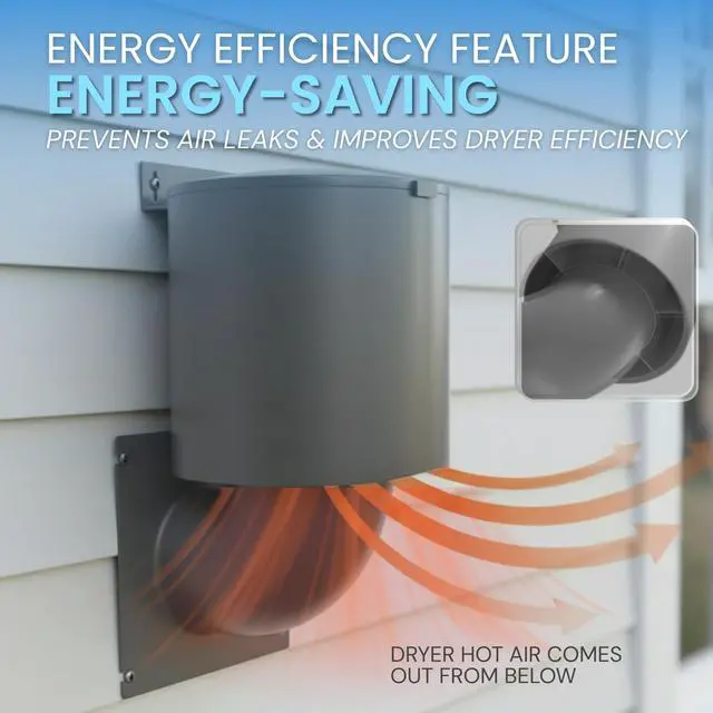 Alt view image 3 of 6 - Dryer Vent Cover 4 inch (Gray) with UV RESISTANT - Outdoor Dryer Vent Cover Natural Energy Saving, Dryer Vent Seal for Home Exterior
