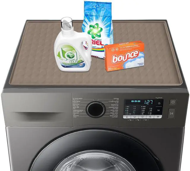 Main image of Washer and Dryer Covers for the Top, 23.6'' x 19.7'' Silicone Rubber Mat for Laudry Machine & Dryer,Non-slip Heavy Duty Waterproof Washable Top Protector Mat Pad for Laundry & Kitchen,Apricot