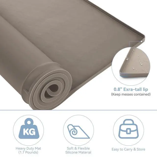 Alt view image 3 of 7 - Washer and Dryer Covers for the Top, 23.6'' x 19.7'' Silicone Rubber Mat for Laudry Machine & Dryer,Non-slip Heavy Duty Waterproof Washable Top Protector Mat Pad for Laundry & Kitchen,Apricot