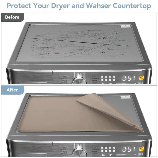 Alt view image 4 of 7 - Washer and Dryer Covers for the Top, 23.6'' x 19.7'' Silicone Rubber Mat for Laudry Machine & Dryer,Non-slip Heavy Duty Waterproof Washable Top Protector Mat Pad for Laundry & Kitchen,Apricot