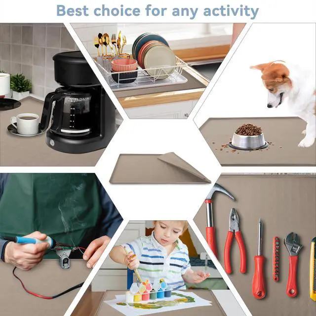 Alt view image 7 of 7 - Washer and Dryer Covers for the Top, 23.6'' x 19.7'' Silicone Rubber Mat for Laudry Machine & Dryer,Non-slip Heavy Duty Waterproof Washable Top Protector Mat Pad for Laundry & Kitchen,Apricot