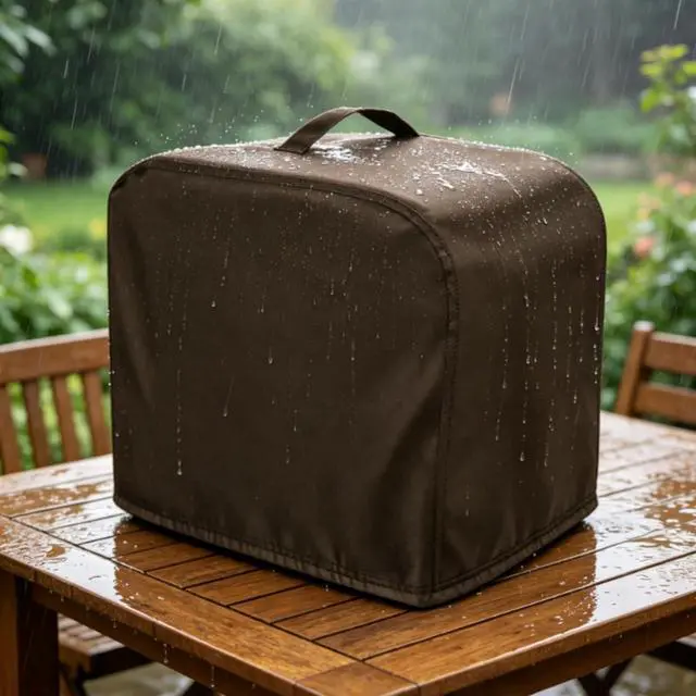 Alt view image 6 of 6 - 210D Oxford Ice Maker Cover, Waterproof Dust Resistant Shield for Portable Countertop Units, Features Adjustable Strap and Carry Handles(Coffee color)