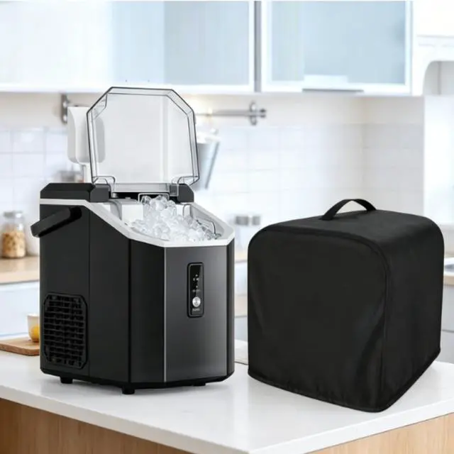 Alt view image 5 of 6 - 210D Oxford Ice Maker Cover, Waterproof Dust Resistant Shield for Portable Countertop Units, Features Adjustable Strap and Carry Handles(black)