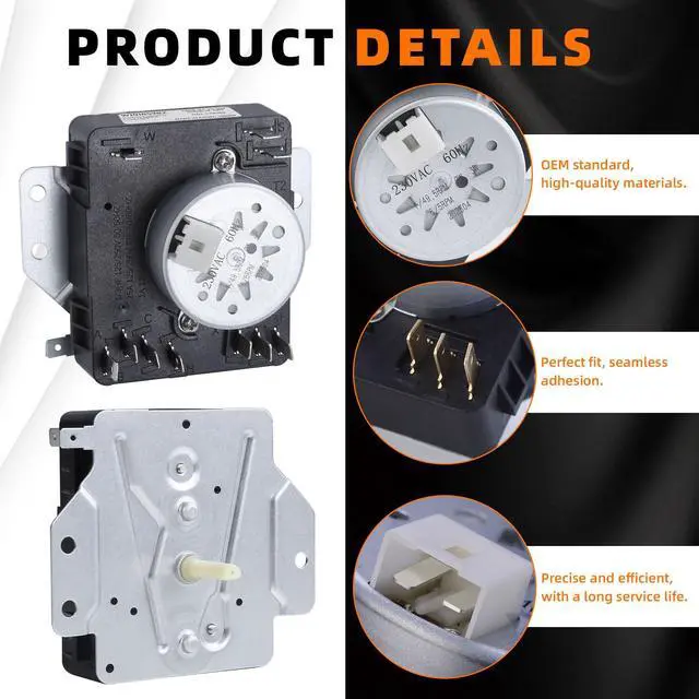 Alt view image 5 of 6 - WED4815EW1 WED4800BQ1 WED5100VQ1 W10185982 Dryer Timer Fits for Whirlpool | WED4950HW0 WGD4800XQ0 WED4800XQ0 WED4810EW1 7MWED1800EM0 WPW10185982 MEDC215EW1 Timer Compatible with Maytag Dryer Parts