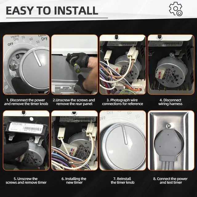 Alt view image 6 of 6 - WED4815EW1 WED4800BQ1 WED5100VQ1 W10185982 Dryer Timer Fits for Whirlpool | WED4950HW0 WGD4800XQ0 WED4800XQ0 WED4810EW1 7MWED1800EM0 WPW10185982 MEDC215EW1 Timer Compatible with Maytag Dryer Parts