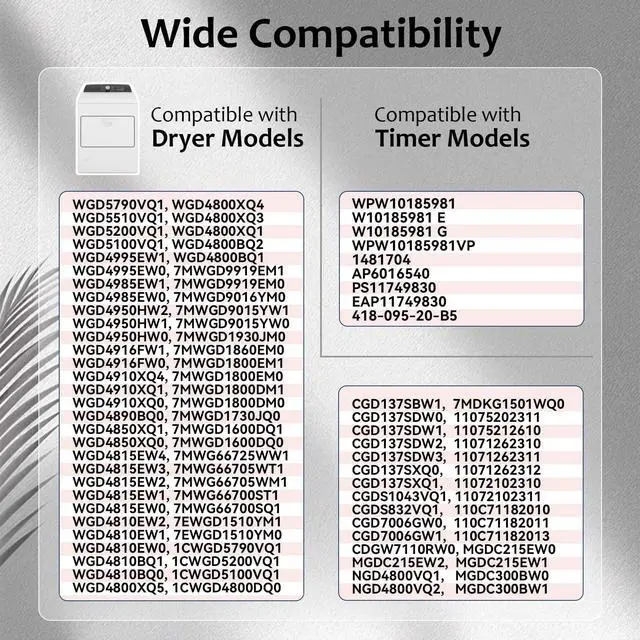 Alt view image 2 of 6 - W10185981 Dryer Timer Compatible with Whirlpool, Maytag, Kenmore, Crosley WGD4800XQ1, MGDC215EW2, WGD4815EW2, WPW10185981 Dryer Timer Replacement for 418-095-20-B5, PS11749830, 115V