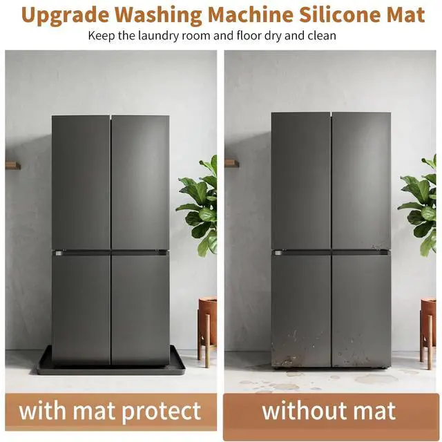 Alt view image 5 of 7 - Washing Machine Drain Pan Silicone Mat 29"x29" with 0.98" Raised Edges, Washing Machine Mat Non-Slip Waterproof Drip Tray for Under Washer & Dryer,Anti-Vibration Floor Leak Protector