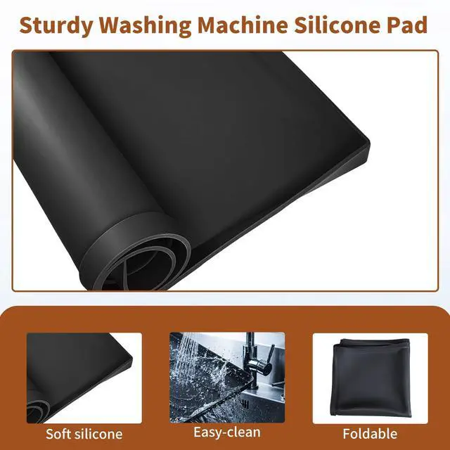 Alt view image 3 of 7 - Washing Machine Drain Pan Silicone Mat 29"x29" with 0.98" Raised Edges, Washing Machine Mat Non-Slip Waterproof Drip Tray for Under Washer & Dryer,Anti-Vibration Floor Leak Protector
