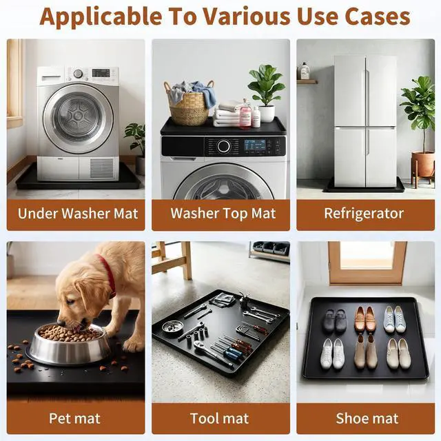 Alt view image 7 of 7 - Washing Machine Drain Pan Silicone Mat 29"x29" with 0.98" Raised Edges, Washing Machine Mat Non-Slip Waterproof Drip Tray for Under Washer & Dryer,Anti-Vibration Floor Leak Protector