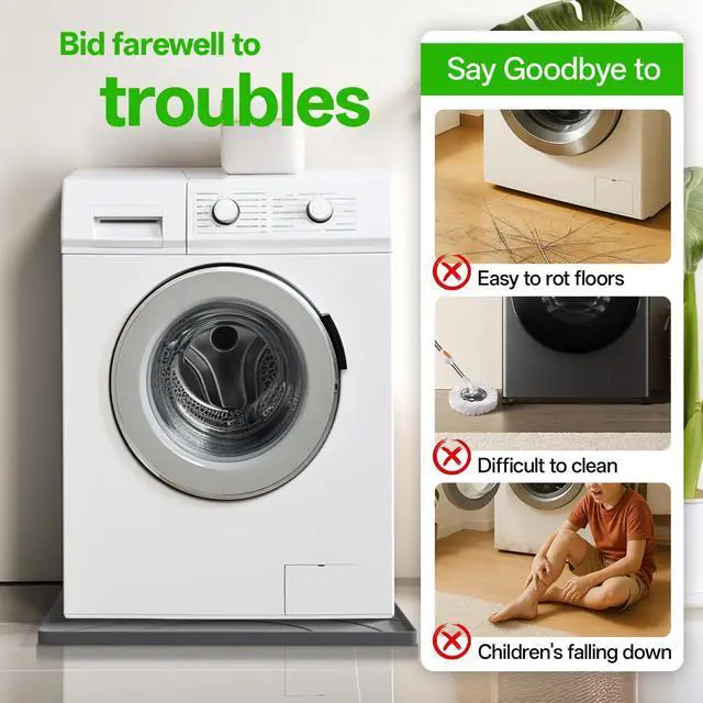 Alt view image 5 of 7 - Washing Machine Drain Pan Silicone Mat Extra Thick 30" x 33" Waterproof Washer Tray, Non-Slip Anti-Vibration Laundry Mat for Washing Machine & Dryer, Heavy Duty Floor Leak Protector