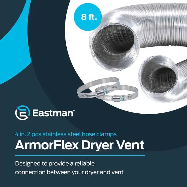 Alt view image 2 of 7 - 8 Foot ArmorFlex Dryer Vent, Flexible Aluminum Duct with Clamps, Semi-Rigid, 69028
