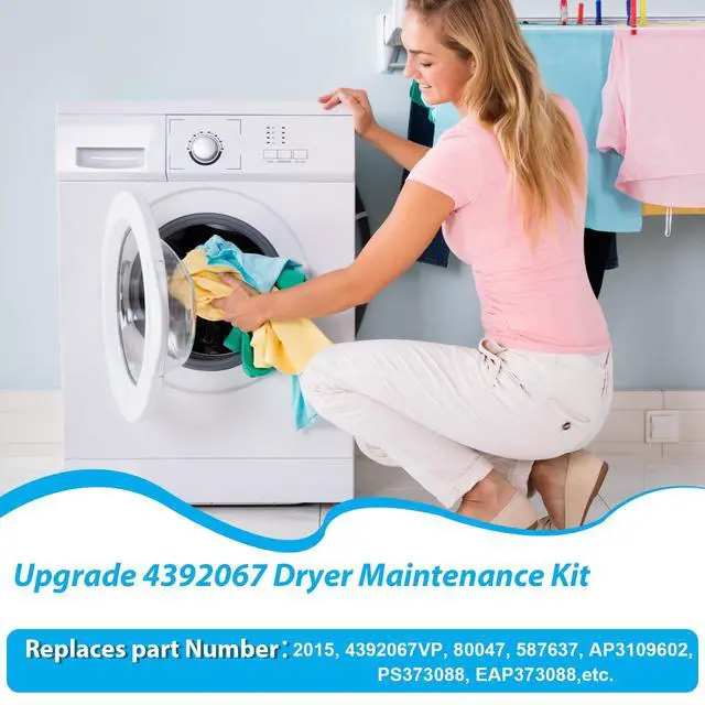 Alt view image 3 of 7 - Upgraded 4392067RC Dryer Repair Kit for maytag kenmore whirlpool Dryers | 4392067 Dryer Maintenance Kit with WPW10314173 Drum Roller & 661570V Belt & 279640 Idler Pulley&279640 dryer idler