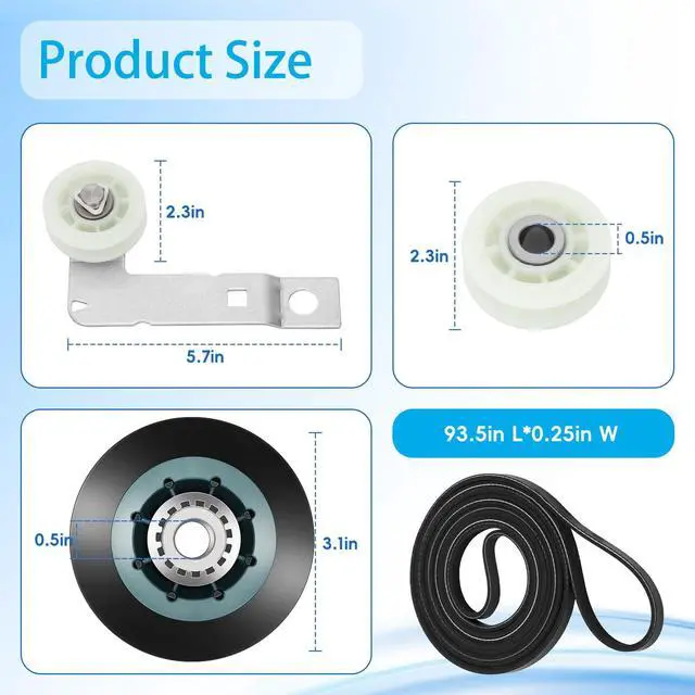 Alt view image 2 of 7 - Upgraded 4392067RC Dryer Repair Kit for maytag kenmore whirlpool Dryers | 4392067 Dryer Maintenance Kit with WPW10314173 Drum Roller & 661570V Belt & 279640 Idler Pulley&279640 dryer idler