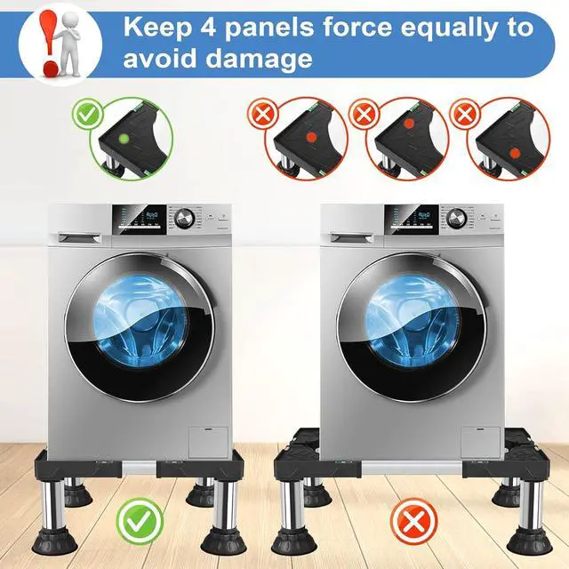 Alt view image 5 of 7 - Mini Fridge Stand Adjustable Height 12.2"-13.4" Washer and Dryer Stand Base for 18"-28.3" Washing Machine Universal Base with 4 Strong Feet Furniture Portable Appliance Pedestal Black
