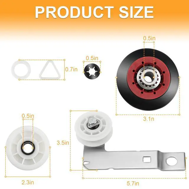 Alt view image 6 of 7 - 4392067 Dryer Repair Kit W10837240 Idler Pulley fit for Maytag Bravos | Fit for Whirlpool Duet Kenmore Elite Dryers with WPW10314173 Drum Roller & 661570V Belt&279640 Idler Pulley by