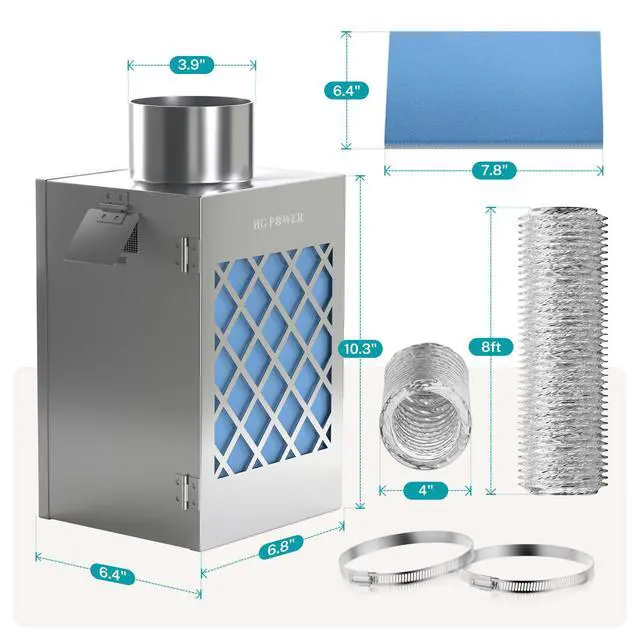 Alt view image 7 of 7 - Metal Indoor Dryer Vent Kit, Dryer Vent Box, Safety Vent Flap | Dryer Lint Trap, Indoor Dryer Vent for Electric Dryer, Space Saver Dryer Vent Kit with Polyester Filters, Dryer Vent Hose