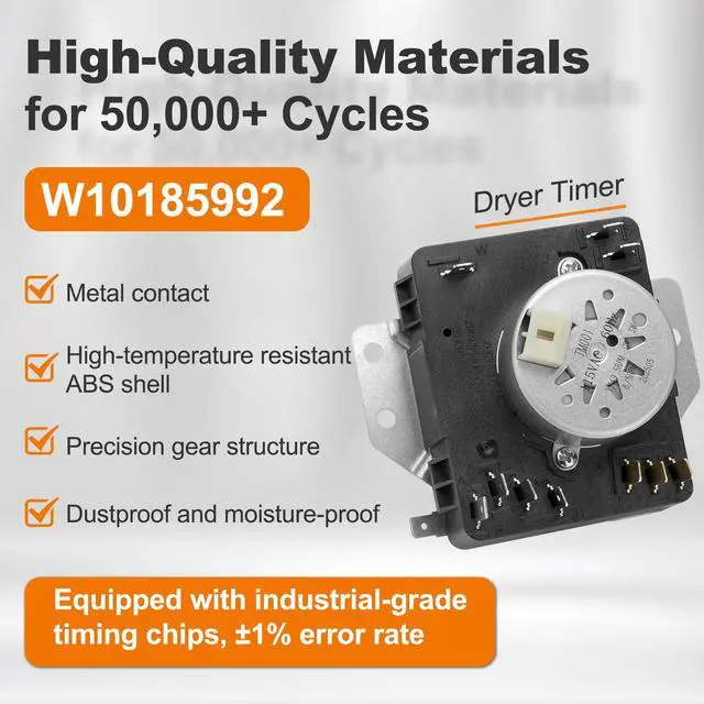 Alt view image 4 of 7 - W10185992 WPW10185992 Dryer Timer 115V 60Hz | Fit for Maytag Whirlpool Kenmore Cros-ley Dryer wed5000dw2 WGD5300VW1 MEDC465HW0 418-095-20-b5 AP6016542 EAP11749833