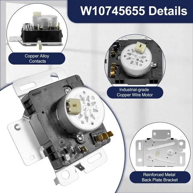 Alt view image 6 of 7 - W10745655 W10857612 Dryer Timer Fit for Amana May tag Dryer NED4655EW1 Repalces AP6003908, PS11731366, W10436308, W10857612VP,162-724-AM by