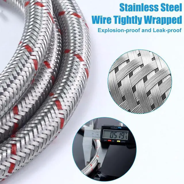 Alt view image 6 of 6 - 4FT Stainless Steel Washing Machine Hoses 90 Degree Elbow | Hot Cold Inlet Hose Braided Rust & Burst Proof Universal Washer Hose for All Washers Red and Blue Hoses 2 pack by