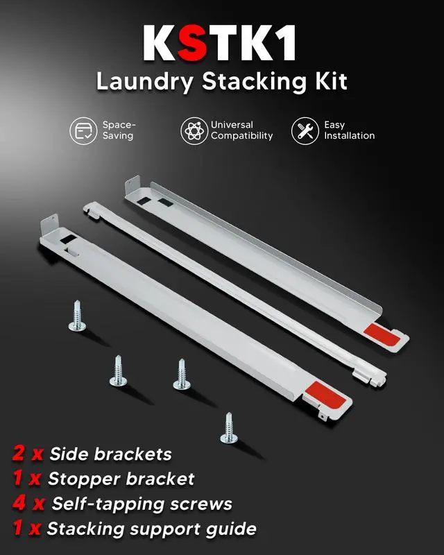 Alt view image 6 of 7 - KSTK1 27-inch Washer Dryer Stacking Kit Replacement for LG Laundry Washer and Dryer - Solid Metal with Chrome Coated