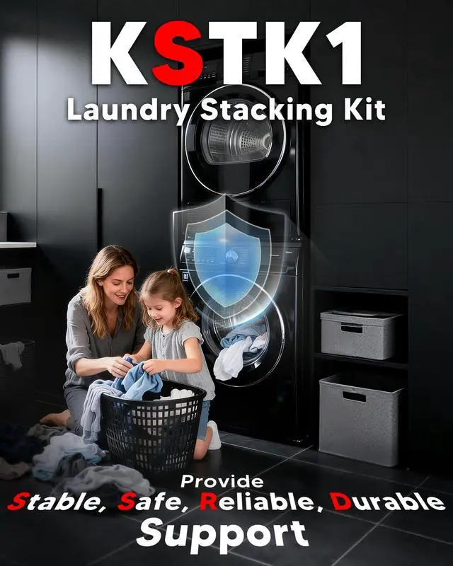 Alt view image 7 of 7 - KSTK1 27-inch Washer Dryer Stacking Kit Replacement for LG Laundry Washer and Dryer - Solid Metal with Chrome Coated