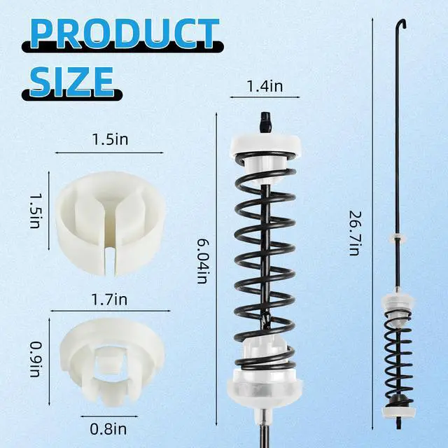 Alt view image 2 of 7 - W10780045 WTW4816FW2 NTW4516FW2 NTW4605EW0 NTW4516FW1 WTW4800BQ1 Washer Suspension Rod Kit for Amana Whirlpool Kenmore WTW4800BQ0 RTW4516FW1 WTW4815EW0 NTW4516FW0 WTW4815EW1 WTW4816FW1 W10821951