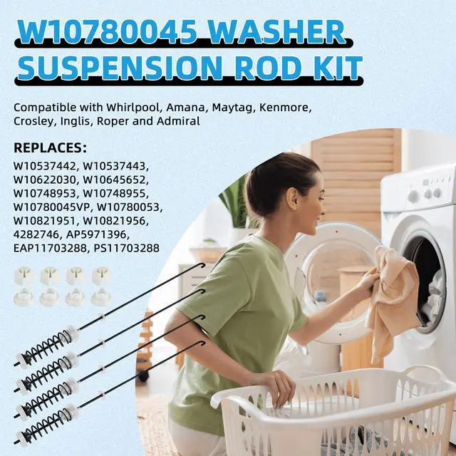 Alt view image 3 of 7 - W10780045 WTW4816FW2 NTW4516FW2 NTW4605EW0 NTW4516FW1 WTW4800BQ1 Washer Suspension Rod Kit for Amana Whirlpool Kenmore WTW4800BQ0 RTW4516FW1 WTW4815EW0 NTW4516FW0 WTW4815EW1 WTW4816FW1 W10821951