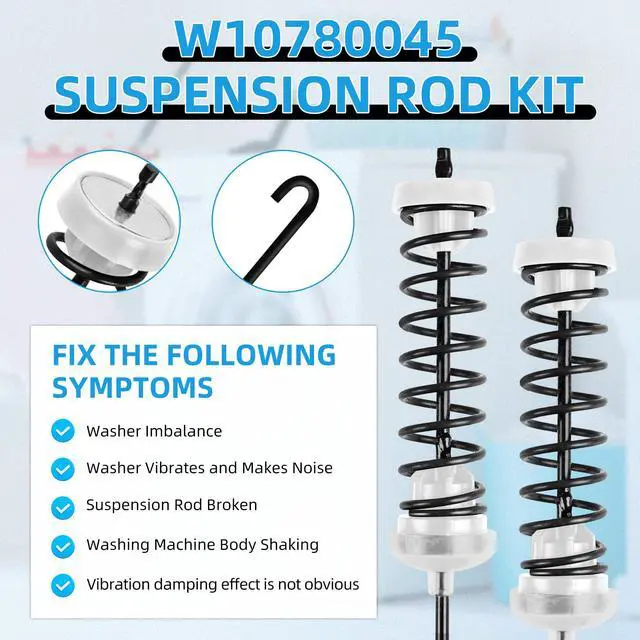 Alt view image 4 of 7 - W10780045 WTW4816FW2 NTW4516FW2 NTW4605EW0 NTW4516FW1 WTW4800BQ1 Washer Suspension Rod Kit for Amana Whirlpool Kenmore WTW4800BQ0 RTW4516FW1 WTW4815EW0 NTW4516FW0 WTW4815EW1 WTW4816FW1 W10821951