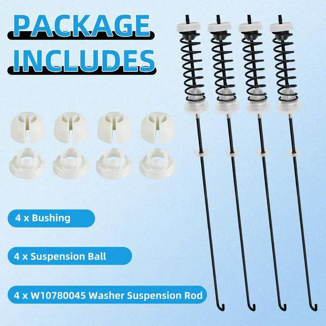 Alt view image 5 of 7 - W10780045 WTW4816FW2 NTW4516FW2 NTW4605EW0 NTW4516FW1 WTW4800BQ1 Washer Suspension Rod Kit for Amana Whirlpool Kenmore WTW4800BQ0 RTW4516FW1 WTW4815EW0 NTW4516FW0 WTW4815EW1 WTW4816FW1 W10821951