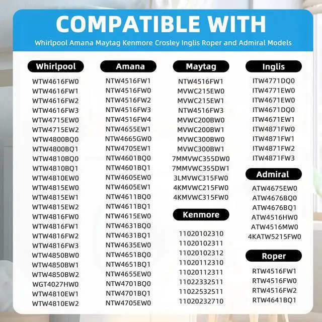 Alt view image 6 of 7 - W10780045 WTW4816FW2 NTW4516FW2 NTW4605EW0 NTW4516FW1 WTW4800BQ1 Washer Suspension Rod Kit for Amana Whirlpool Kenmore WTW4800BQ0 RTW4516FW1 WTW4815EW0 NTW4516FW0 WTW4815EW1 WTW4816FW1 W10821951