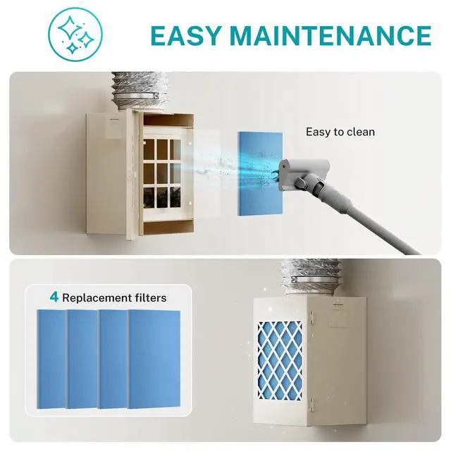 Alt view image 6 of 7 - Metal Indoor Dryer Vent Kit, Dryer Vent Box, Safety Vent Flap