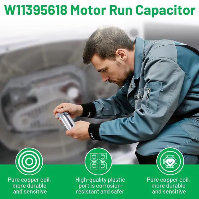 Alt view image 7 of 7 - W11395618 W11162560 W10625046 Washing Machine Run Capacitor Replacement for Whirlpool Washer Capacitor, Replace W10866250 W10390446 W10843769 WPW10625046 W11315694, Fit for Whirlpool Maytag Kenmore