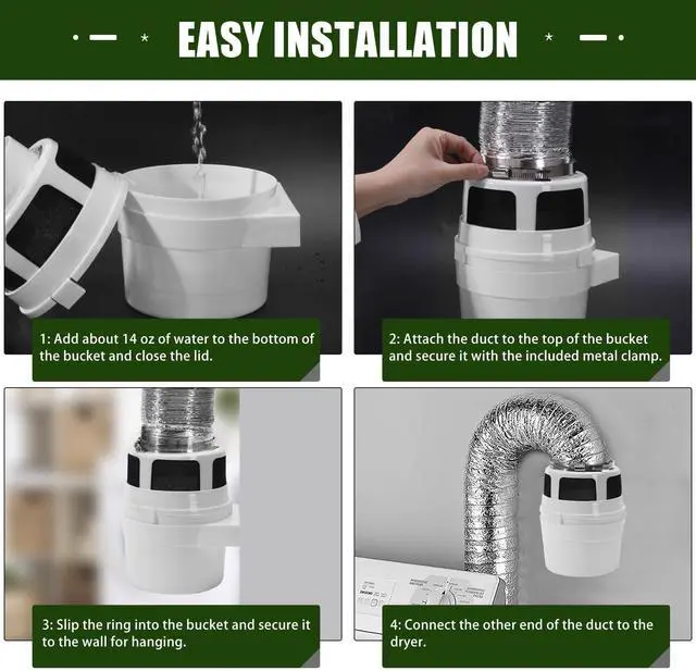 Alt view image 7 of 7 - Upgraded Version - 3 in 1 Indoor Dryer Vent Kit for Electric Dryer, Dryer Lint Trap Filter Bucket Dryer Lint Catcher Box