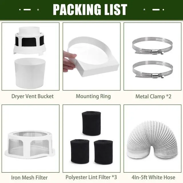 Alt view image 3 of 7 - Upgraded Version - 3 in 1 Indoor Dryer Vent Kit with White Dryer Vent Hose - Dryer Lint Catcher Water Filter Bucket - Dryer Lint Trap for Electric Dryer