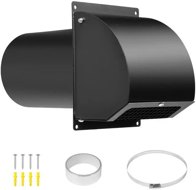 Main image of 6 Inch Hooded Wall Vent Cover with Screen and Damper, Black | Heavy-duty 14GA/2MM Steel Vent Covers for Wall, Vent Cover for Dryer Ventilation and Outdoor Air Exhaust