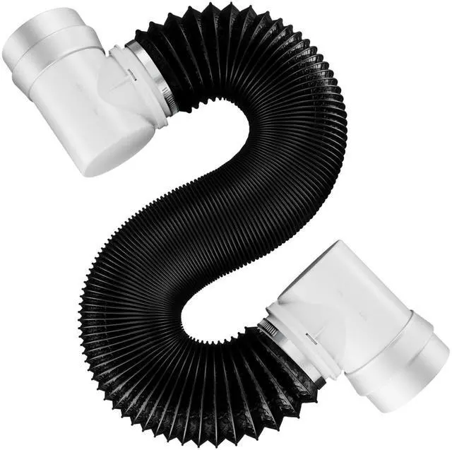 Main image of Dryer Vent Hose for Tight Space 4 Inch, 8Ft Aluminum Exhaust Duct Hose with Dryer 90 Degree Elbow & Rubber Seal Connectors, Crush Proof Space-Saving Dryer Vent Hose for Clothes Dryer