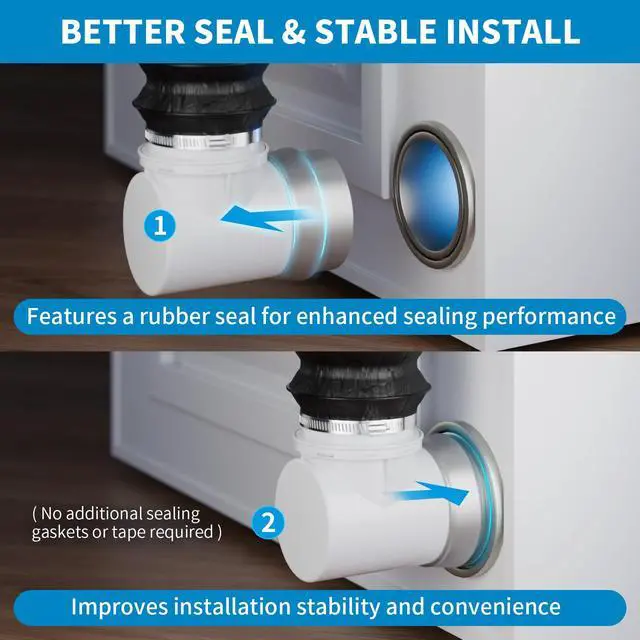 Alt view image 2 of 7 - Dryer Vent Hose for Tight Space 4 Inch, 8Ft Aluminum Exhaust Duct Hose with Dryer 90 Degree Elbow & Rubber Seal Connectors, Crush Proof Space-Saving Dryer Vent Hose for Clothes Dryer