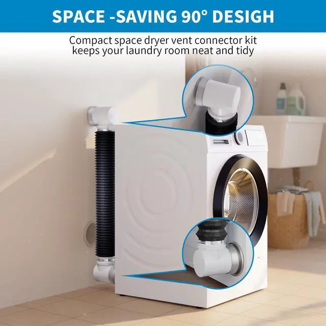 Alt view image 6 of 7 - Dryer Vent Hose for Tight Space 4 Inch, 8Ft Aluminum Exhaust Duct Hose with Dryer 90 Degree Elbow & Rubber Seal Connectors, Crush Proof Space-Saving Dryer Vent Hose for Clothes Dryer