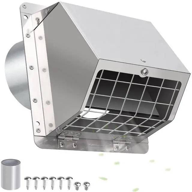 Main image of 3 Inch Dryer Vent Cover Outside with Mesh and Damper,304 Stainless Steel Wall Vent Exhaust Vent Cover,3" Metal Dryer Vent Cover,Exterior Dryer Vent Hood Cap for Laundry Dryer Range Hood AC Air Vent