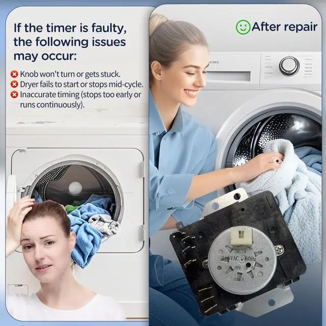 Alt view image 4 of 7 - W10185975 WPW10185975 Dryer Timer Compatible with Whirlpool WGD4700YQ1, WGD4890XQ0, WGD4890XQ1, Kenmore 11070022010, 11071402311, 11071402312, 11070022011, 1107062110, Replace W10185975E
