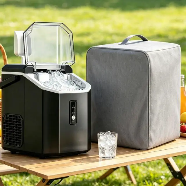 Alt view image 4 of 6 - 210D Oxford Ice Maker Cover, Waterproof Dust Resistant Shield for Portable Countertop Units, Features Adjustable Strap and Carry Handles(Gray)
