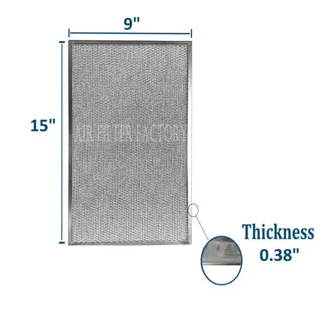 Alt view image 3 of 6 - 9 X 15 X 3/8 Inch Range Hood Aluminum Grease Filters 2-Pack