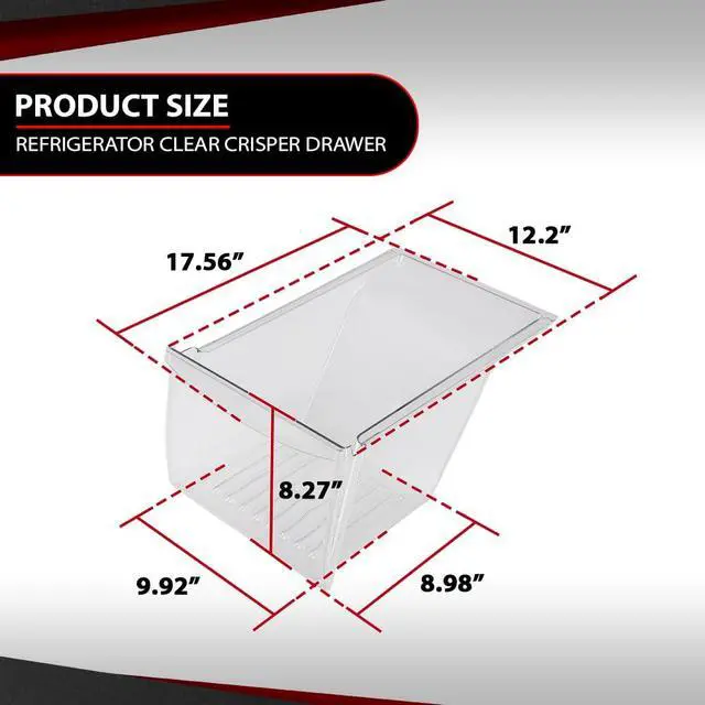 Alt view image 6 of 7 - Clear Crisper Drawer Compatible with Frigidaire, Kenmore, Crosley, Westinghouse, Gibson, Kelvinator, 240337103, PS429854, 240337107, 240337102, 240337108, 891037, AH429854, EA429854, LP90391