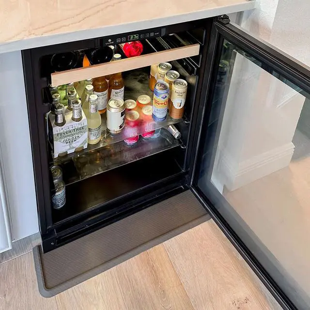 Alt view image 6 of 7 - Refrigerator Appliance Beverage Cooler Front Spill Catch Mat Heavy-Duty Rubber Drip Tray, 27" × 6 ½", Slate Grey