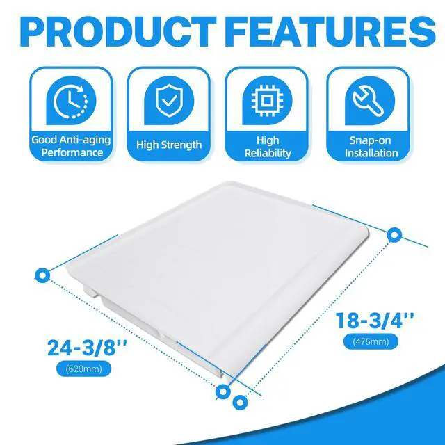 Alt view image 4 of 7 - WR32X10398 Crisper Pan Cover Compatible with GE Hotpoint RCA Refrigerators that are 14cf 15cf 17cf WR32X1094 PS890565 AP3426095 Vegetable Crisper Drawer Cover Replacement Only White