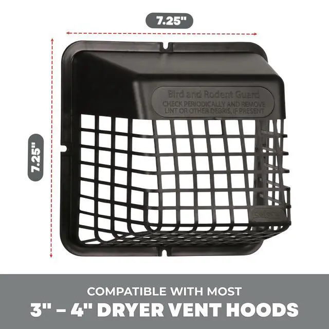 Alt view image 2 of 7 - Bird Guard Outdoor Vent Cover,Fits 3-4 Inch Vent Hoods, Black | Dryer and bathroom exhaust vent cover, durable plastic universal bird guard prevents birds, rodents and debris from entering